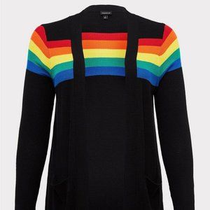 Torrid Rainbow Open Front Rib Cardigan Size 4 4x 26